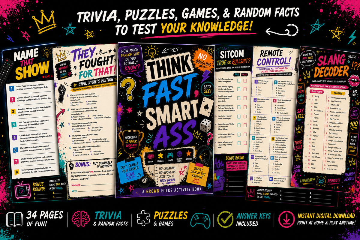 Think Fast Smart Ass: Grown Folks Trivia & Activity Book